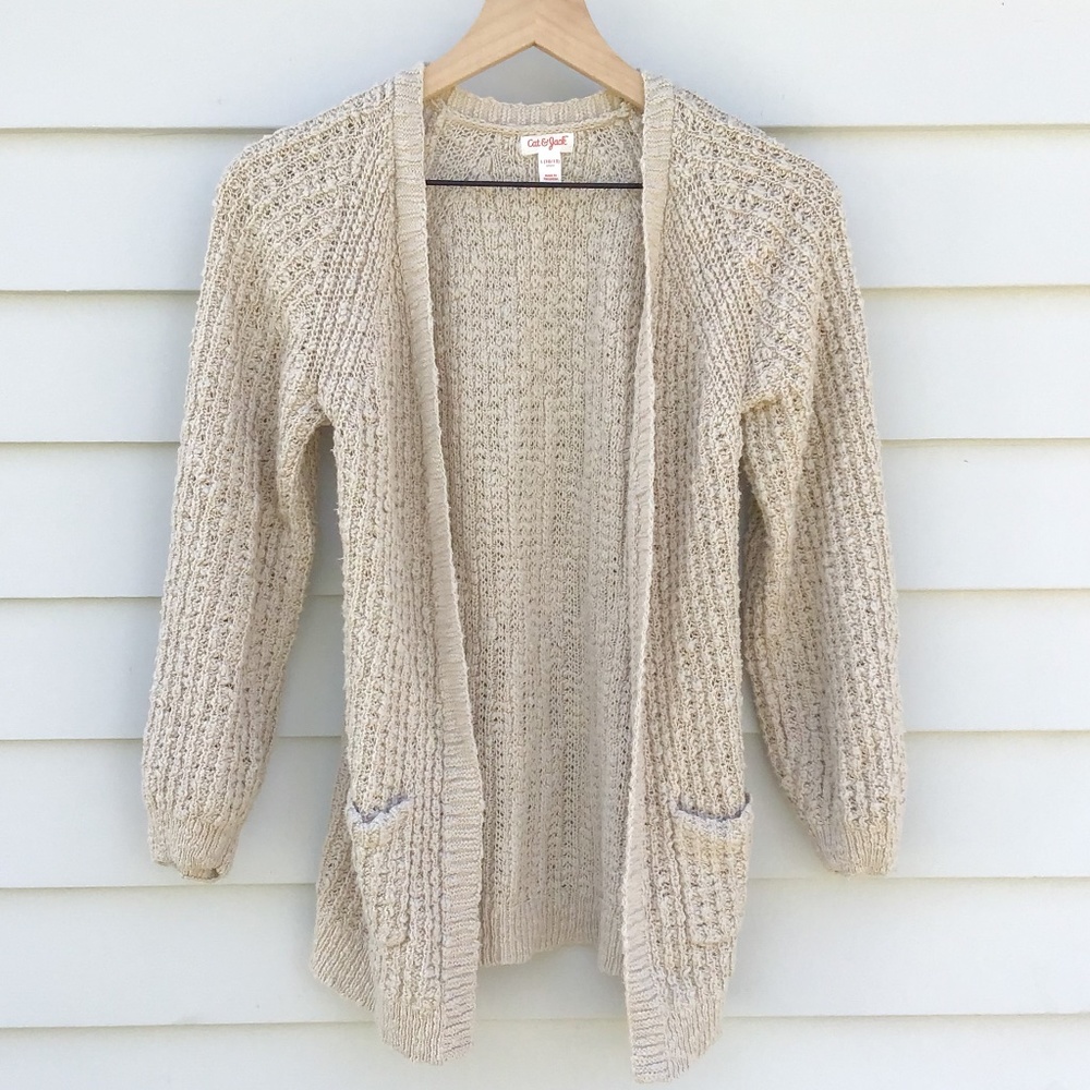 Cat & Jack Oversized Oatmeal Cardigan with Front Pockets Size Large (10-12)